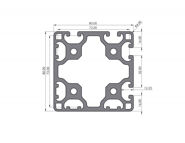 Aluminum profile 80x80 light groove 8 I-type 4N90